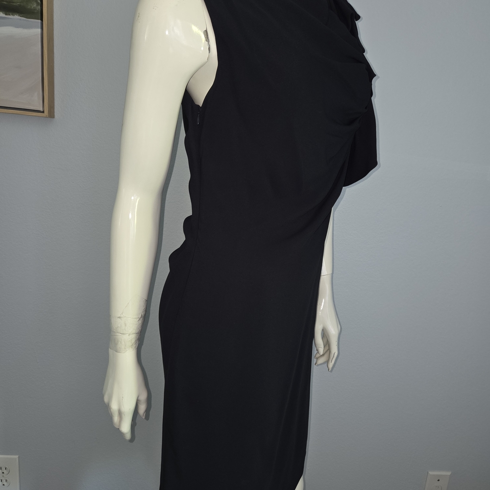 VALENTINO Classic Black Sleeveless Ruffle Left Side Dress Size 8